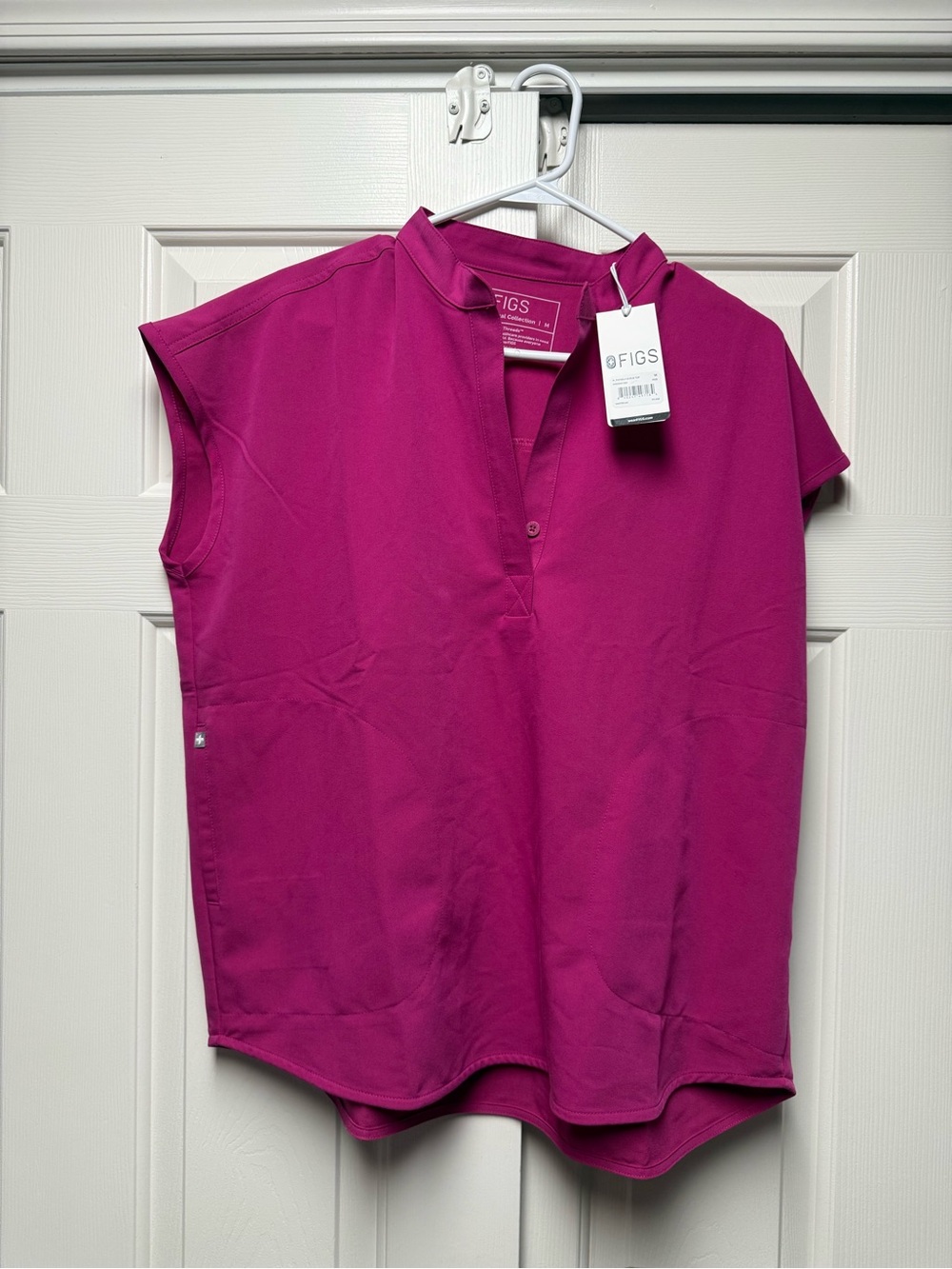 FIGS Women's Raspberry Magenta V-Neck Tunic Top